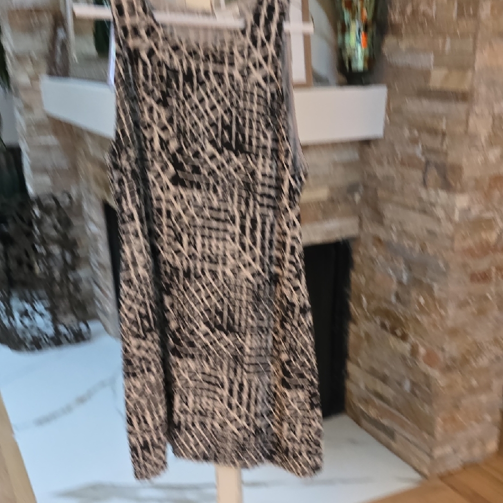 Garnet Hill Brown and White Geometric Dress Sleeveless